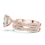 Gold Ring, Asscher center stone, Rose Gold, view 3