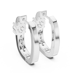 14K Solid Gold Lab Diamond Huggie Earrings, White Gold, view 3