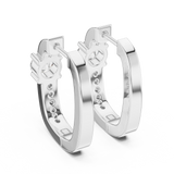 14K Solid Gold Lab Diamond Huggie Earrings, White Gold, view 3