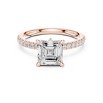 Gold Ring, Asscher center stone, Rose Gold, view 4