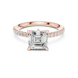 Gold Ring, Asscher center stone, Rose Gold, view 4