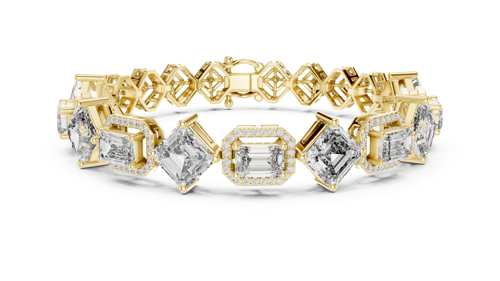 14K Solid Gold Lab Diamond Bracelet, Yellow Gold