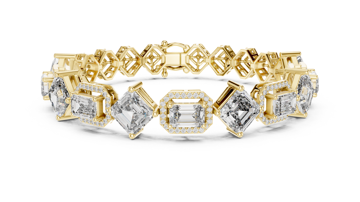 14K Solid Gold Lab Diamond Bracelet, Yellow Gold