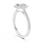 Gold Halo Pave Engagement Ring, Princess center stone, White Gold, view 1