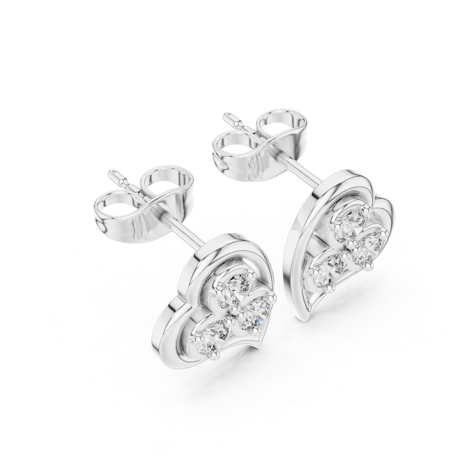 Gold Earrings 9-10006E, White Gold, view 2