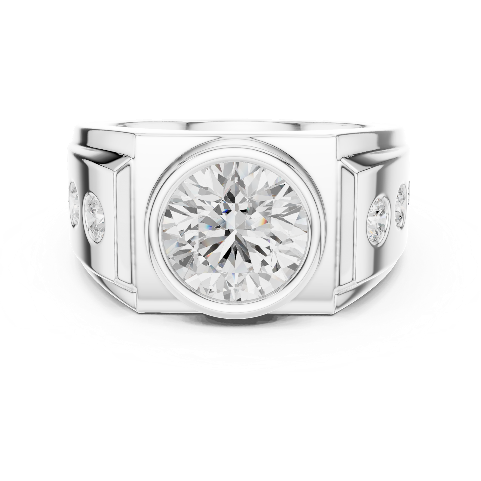 Gold Men's Ring GGR-0003, White Gold, view 4