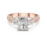 Gold Ring DDLR-281, Radiant center stone, Rose Gold, view 4