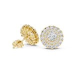 14K Solid Gold Lab Diamond Halo Earrings, Yellow Gold, view 1