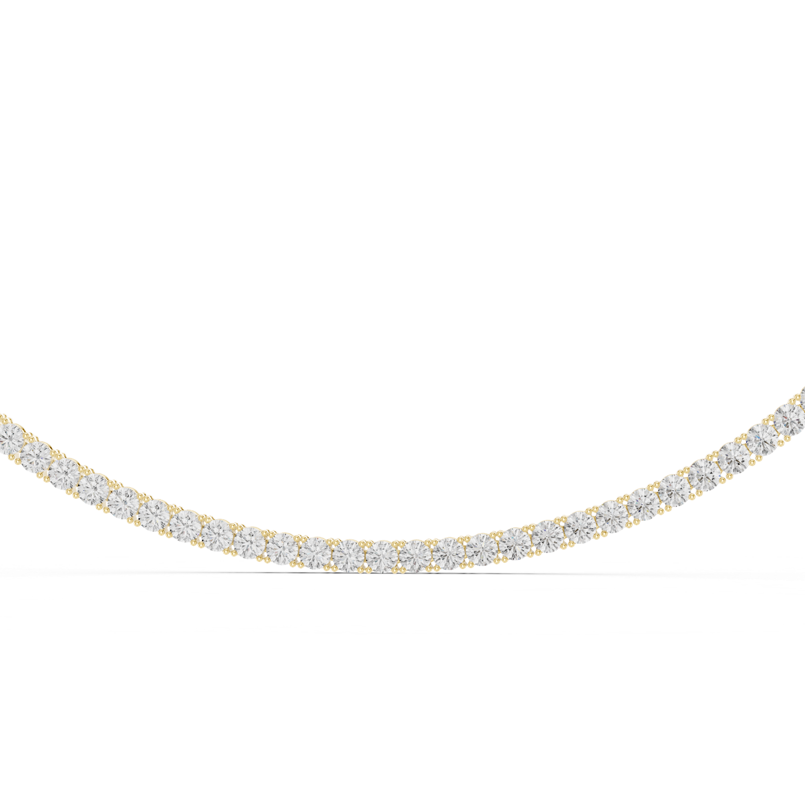 14K Solid Gold Lab Diamond Tennis Necklace, Yellow Gold, view 4