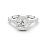 Gold Ring DDLR-043, Round center stone, White Gold