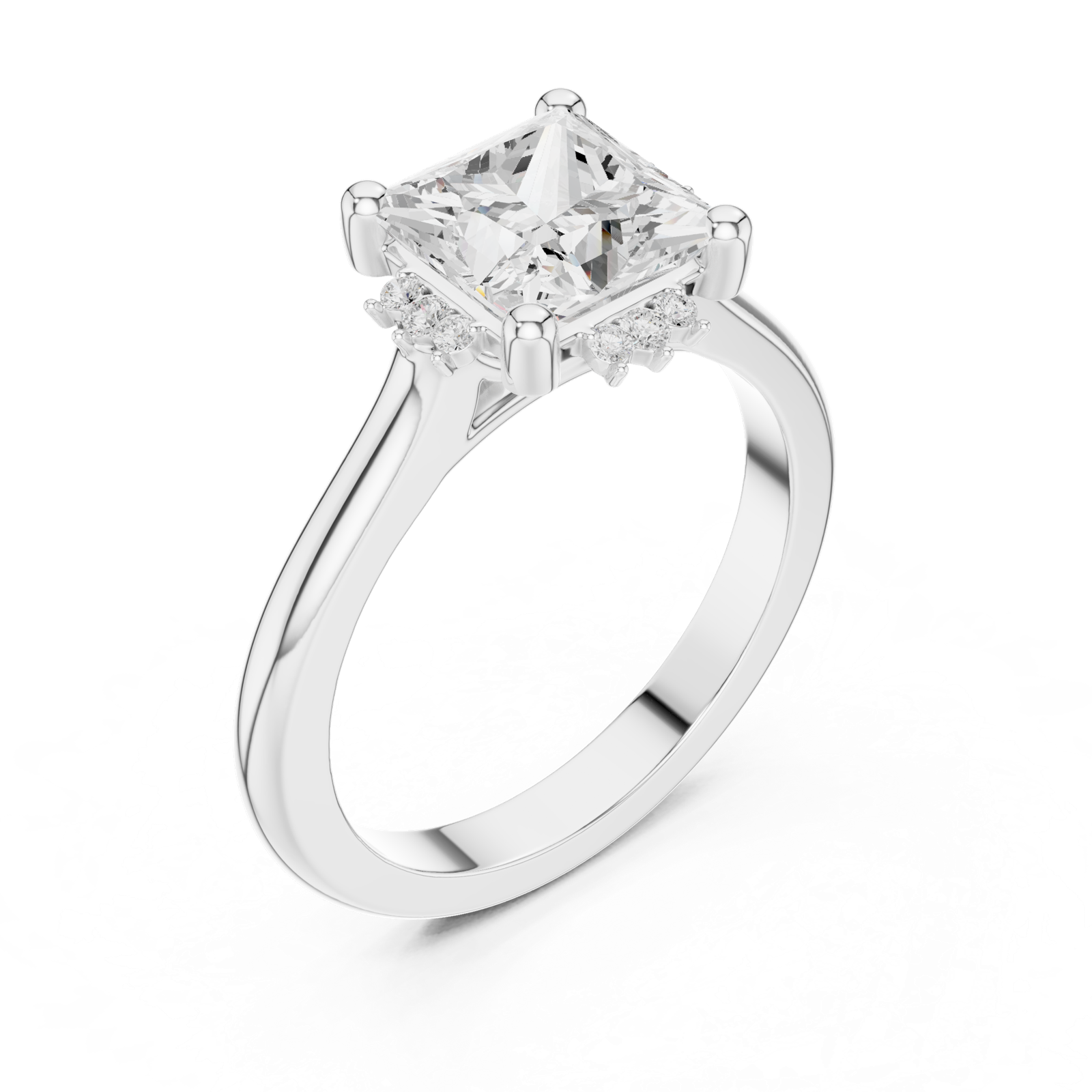 Gold Jewelry L35-123, Princess center stone, White Gold, view 2