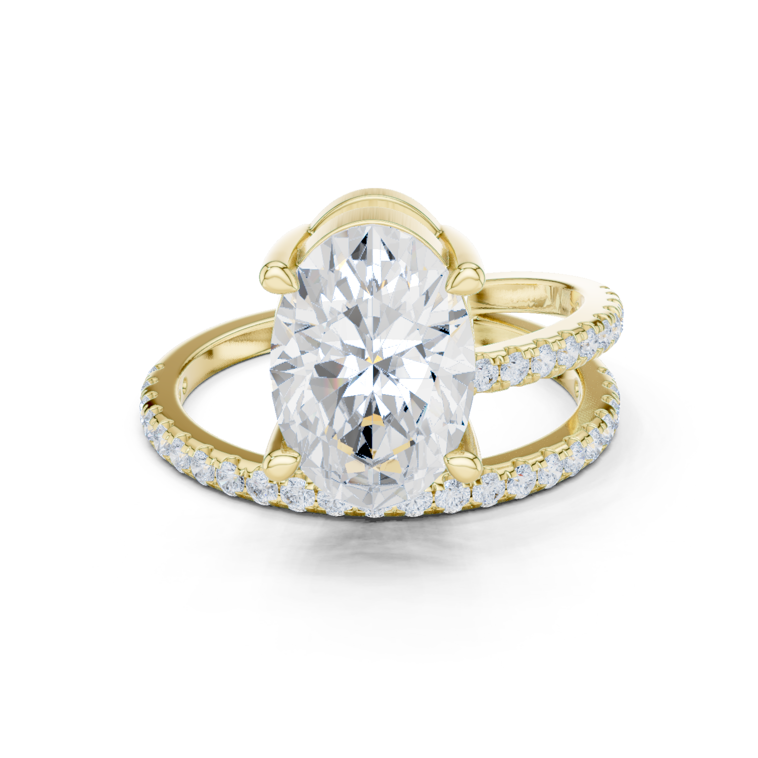 Gold Jewelry L35-39, Oval center stone, Yellow Gold