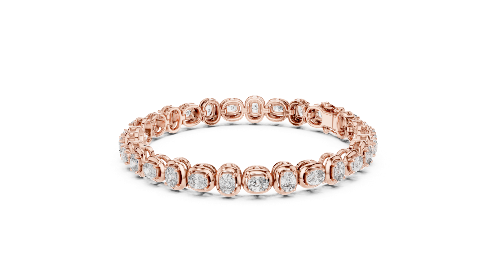 14K Solid Gold Lab Diamond Bracelet, Rose Gold, view 1