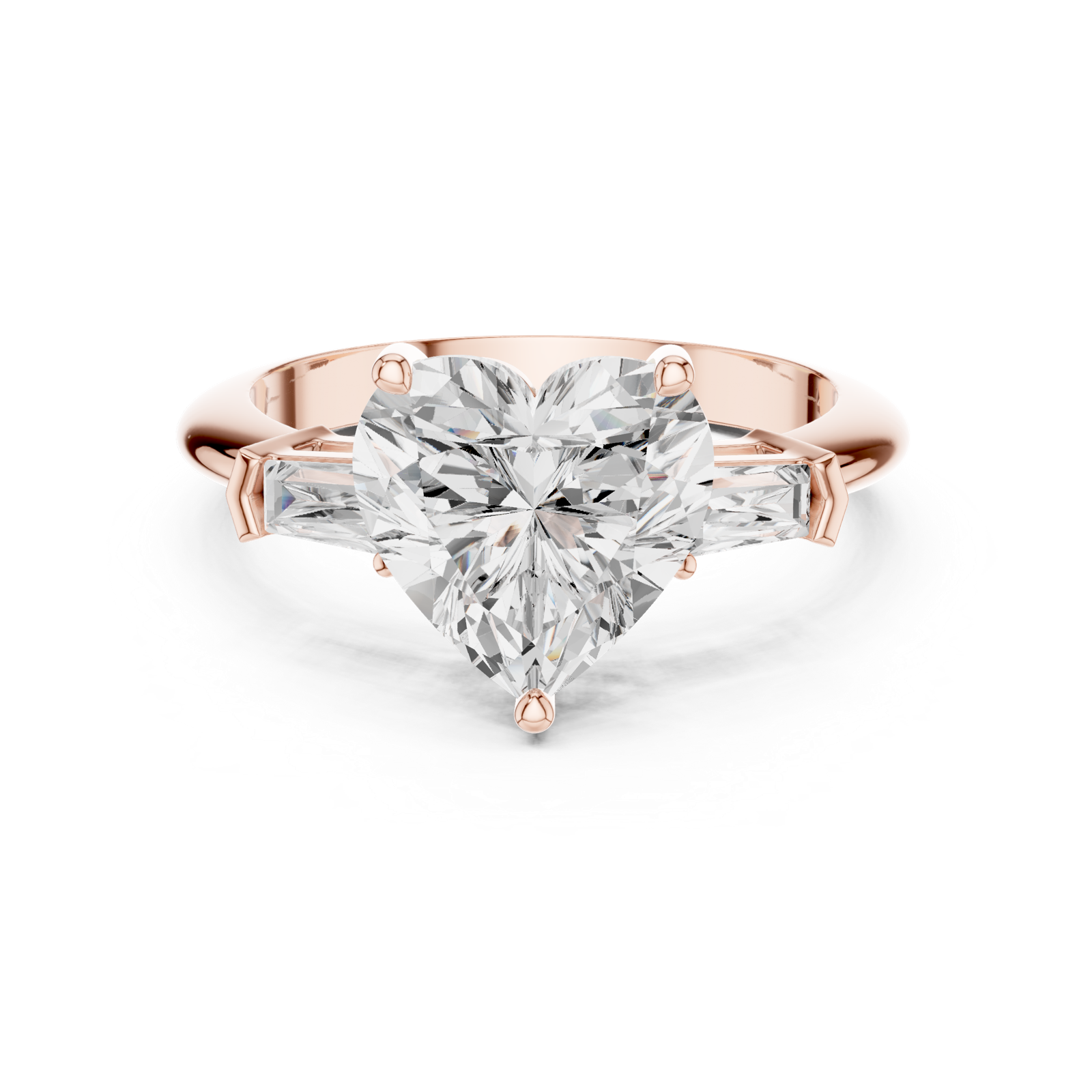 Gold Jewelry L35-67, Heart center stone, Rose Gold, view 4
