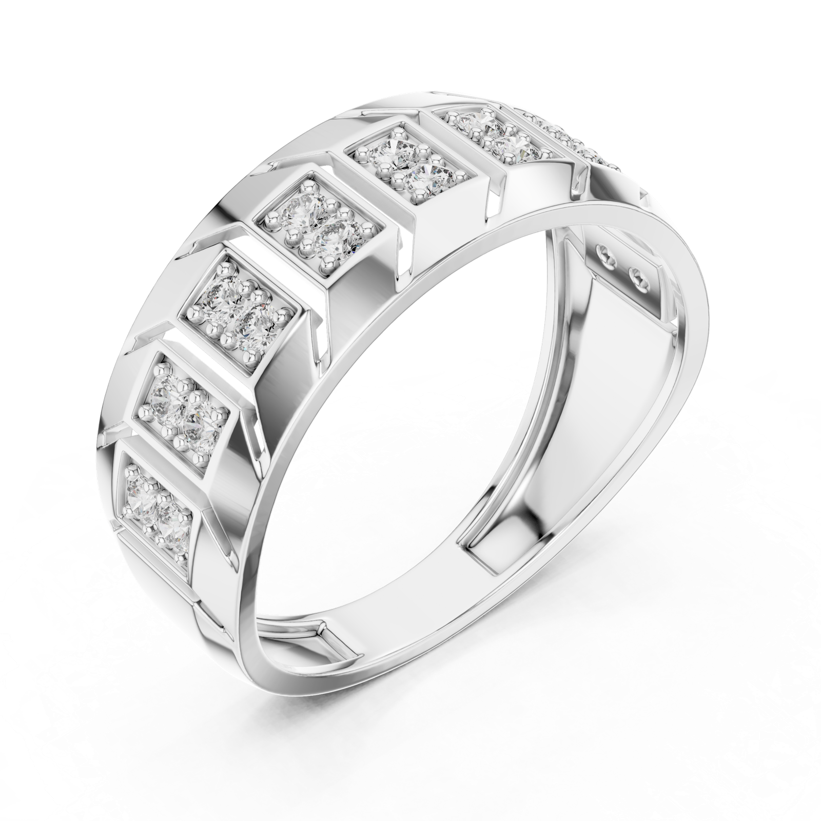 Gold Ring LR-01 (17), White Gold, view 2