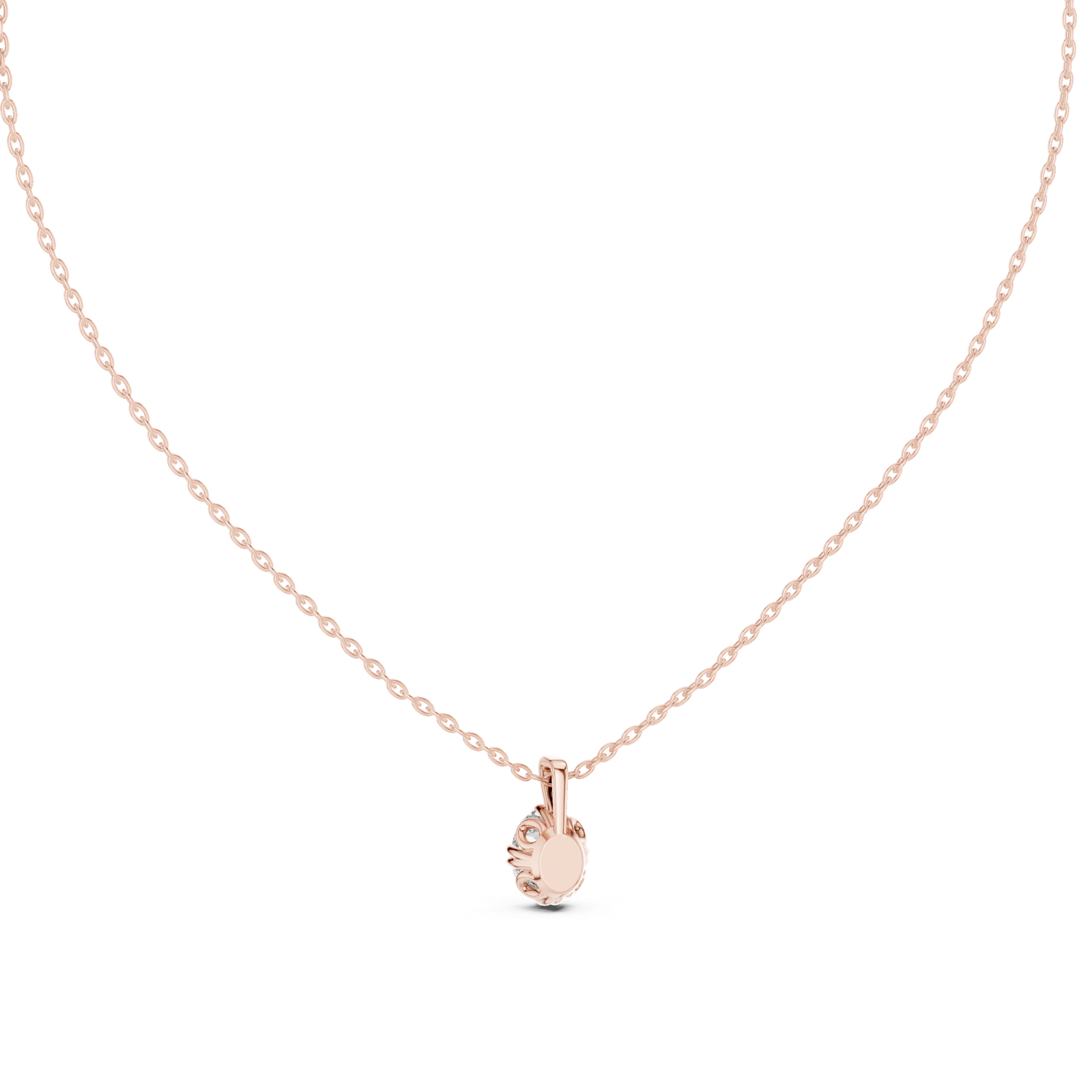 14K Solid Gold Lab Diamond Solitaire Pendant Necklace, Rose Gold, view 4