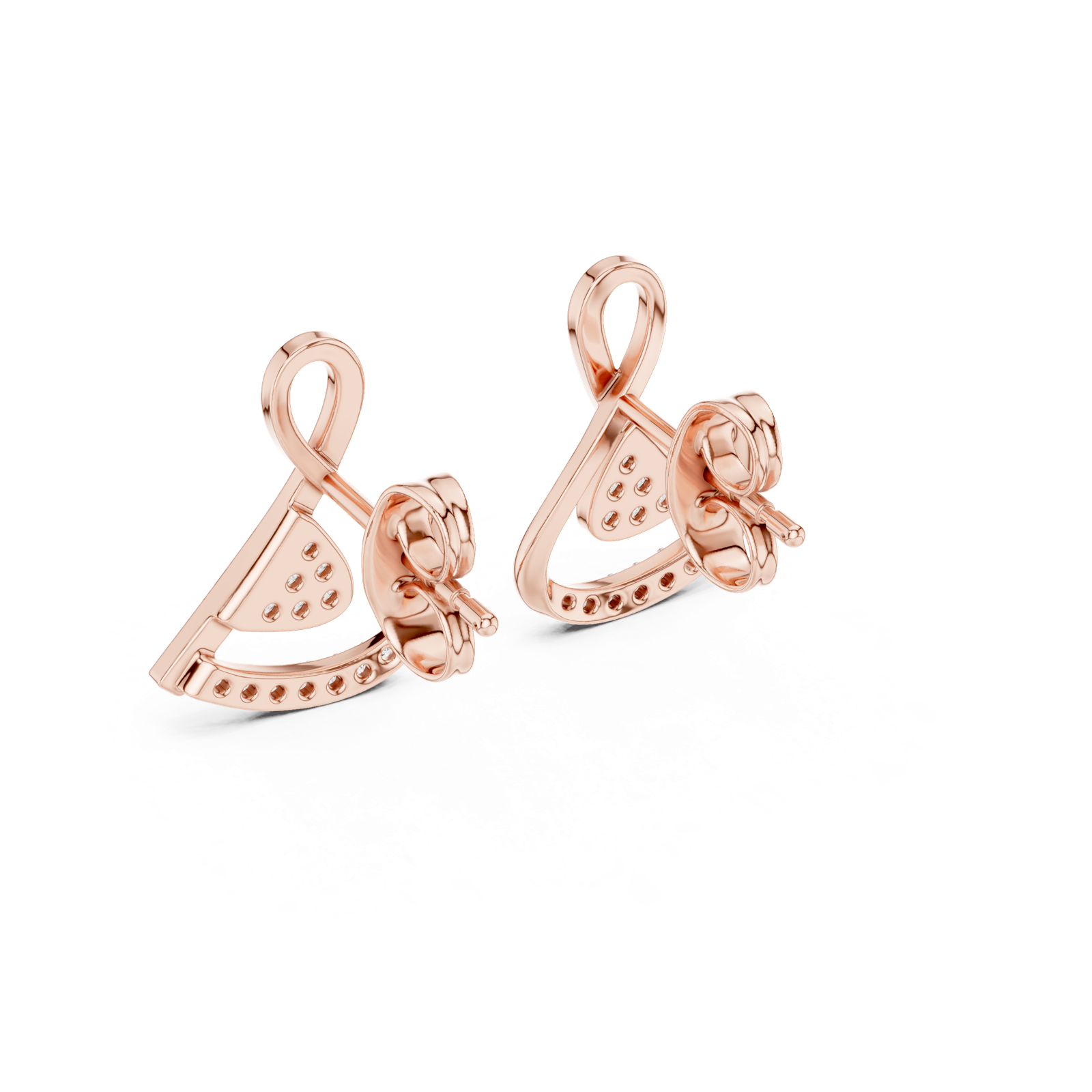 Gold Earrings 12-10028@E, Rose Gold, view 3