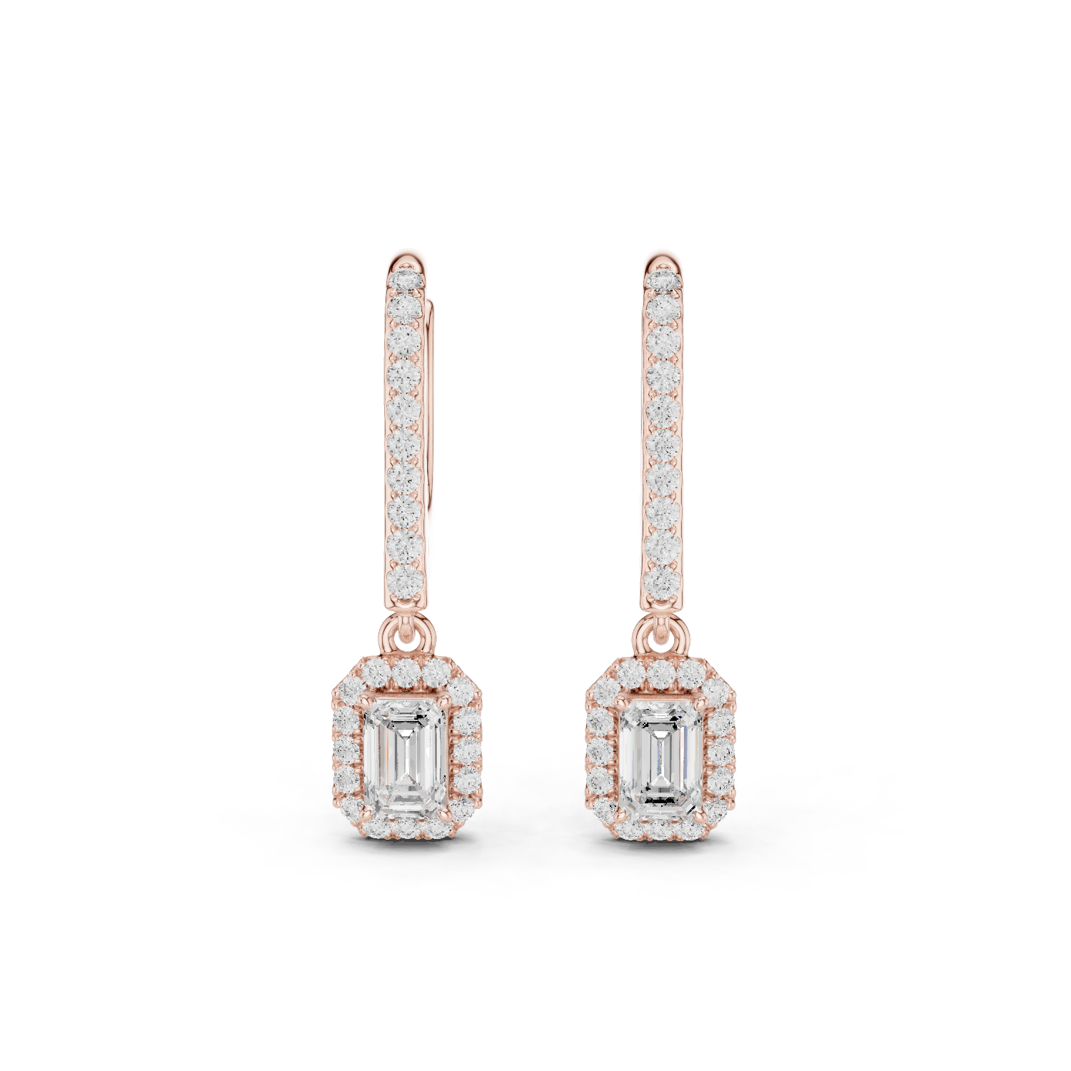 Gold Jewelry DDER-034, Emerald center stone, Rose Gold