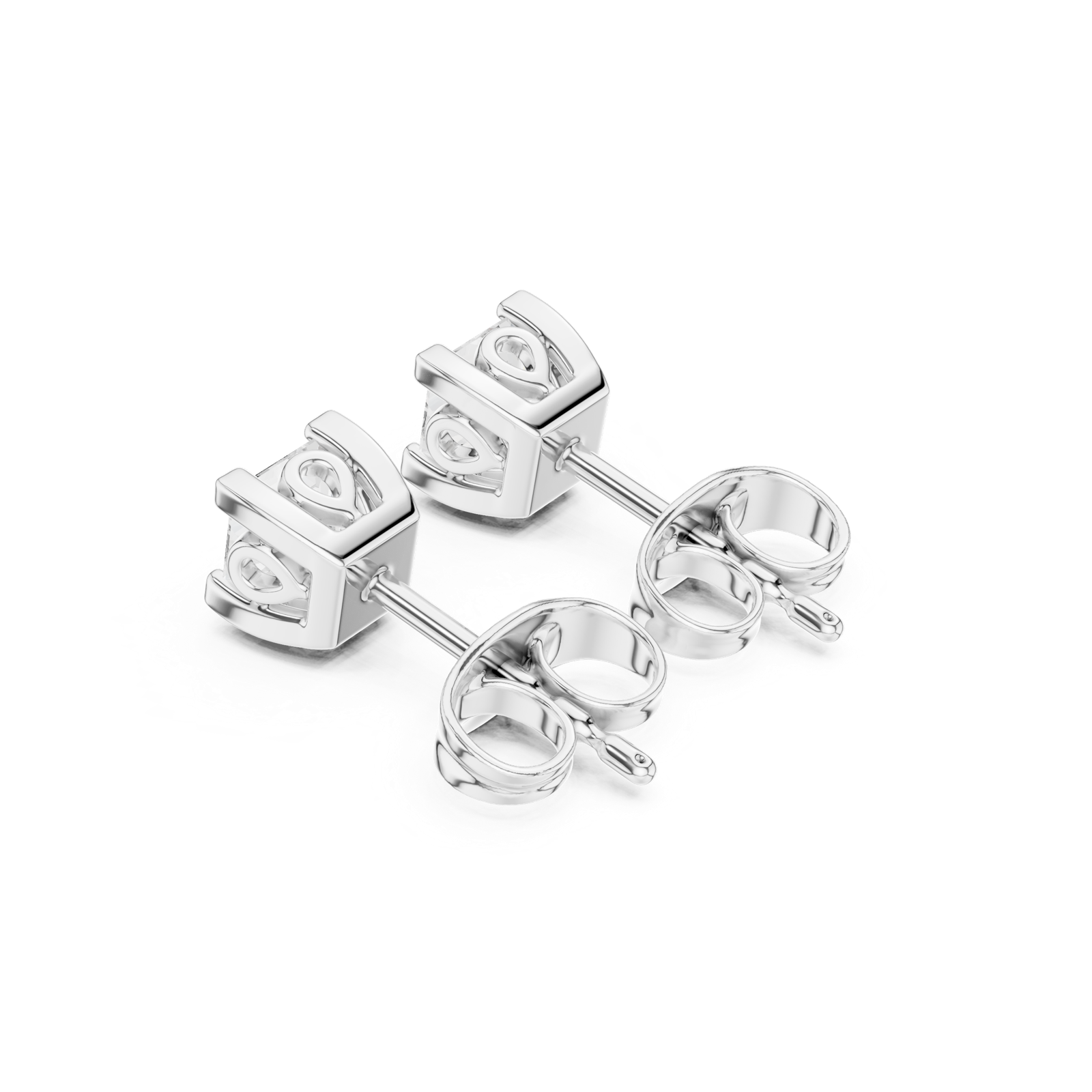 Gold Earrings GER-0354, White Gold, view 2