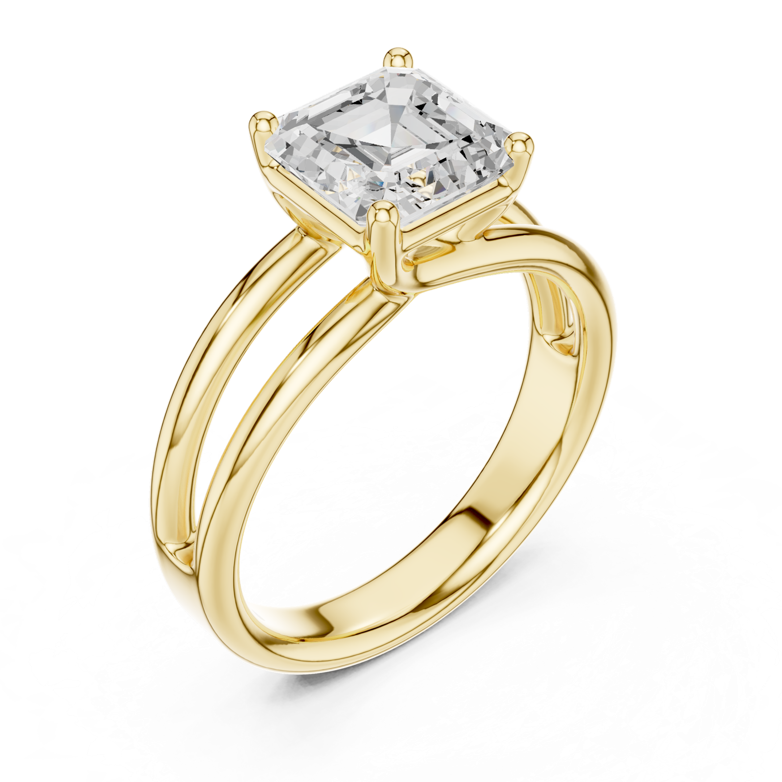 Gold Jewelry L36-9, Asscher center stone, Yellow Gold, view 2