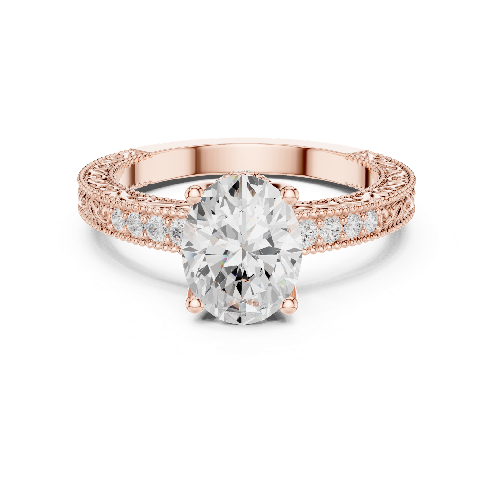 Gold Ring DDLR-893, Rose Gold, view 4