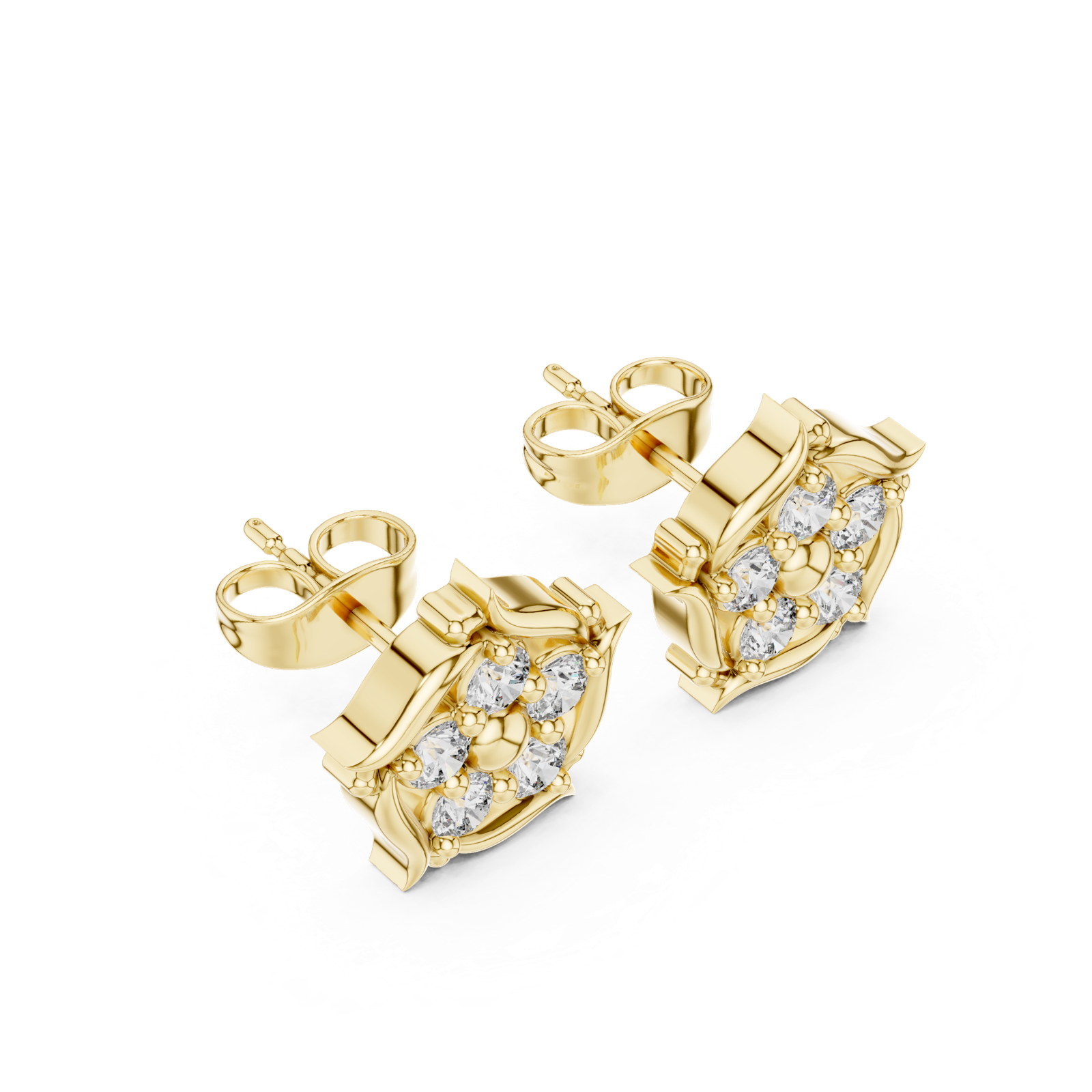 Gold Earrings 9-10028E, Yellow Gold, view 2