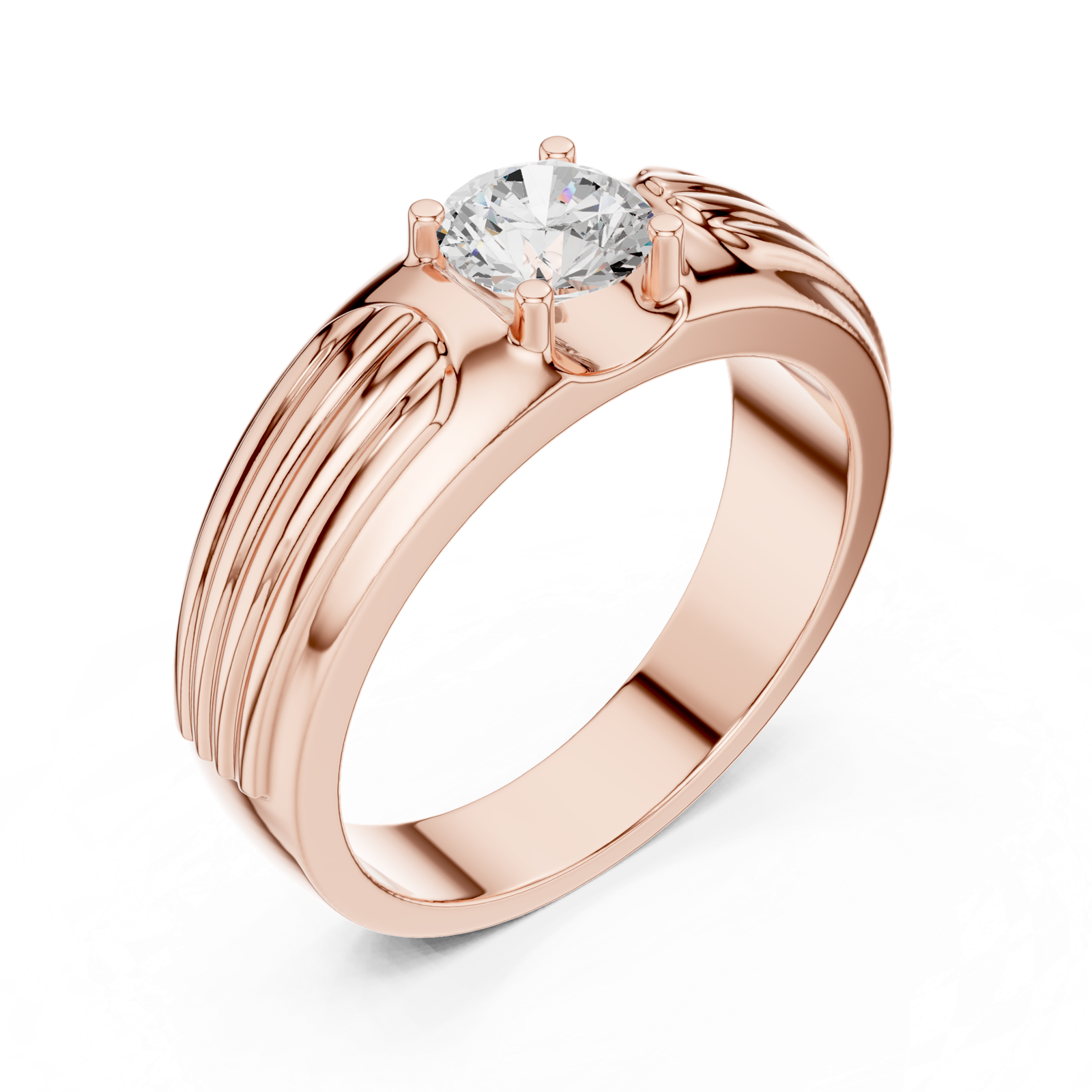 14K Solid Gold Lab Diamond Solitaire Ring, Rose Gold, view 2