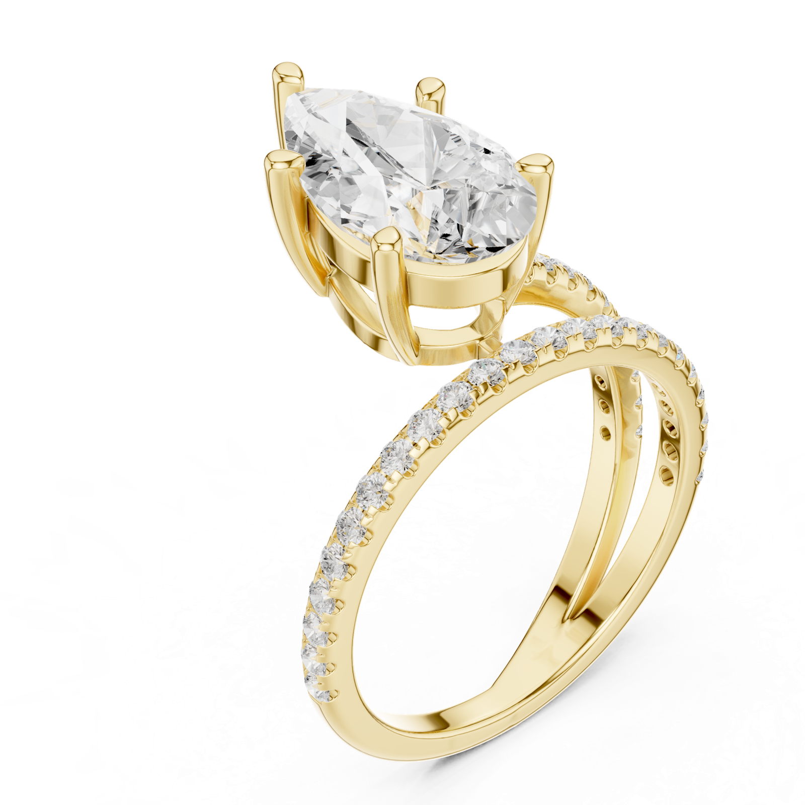 Gold Jewelry L35-39, Pear center stone, Yellow Gold, view 2