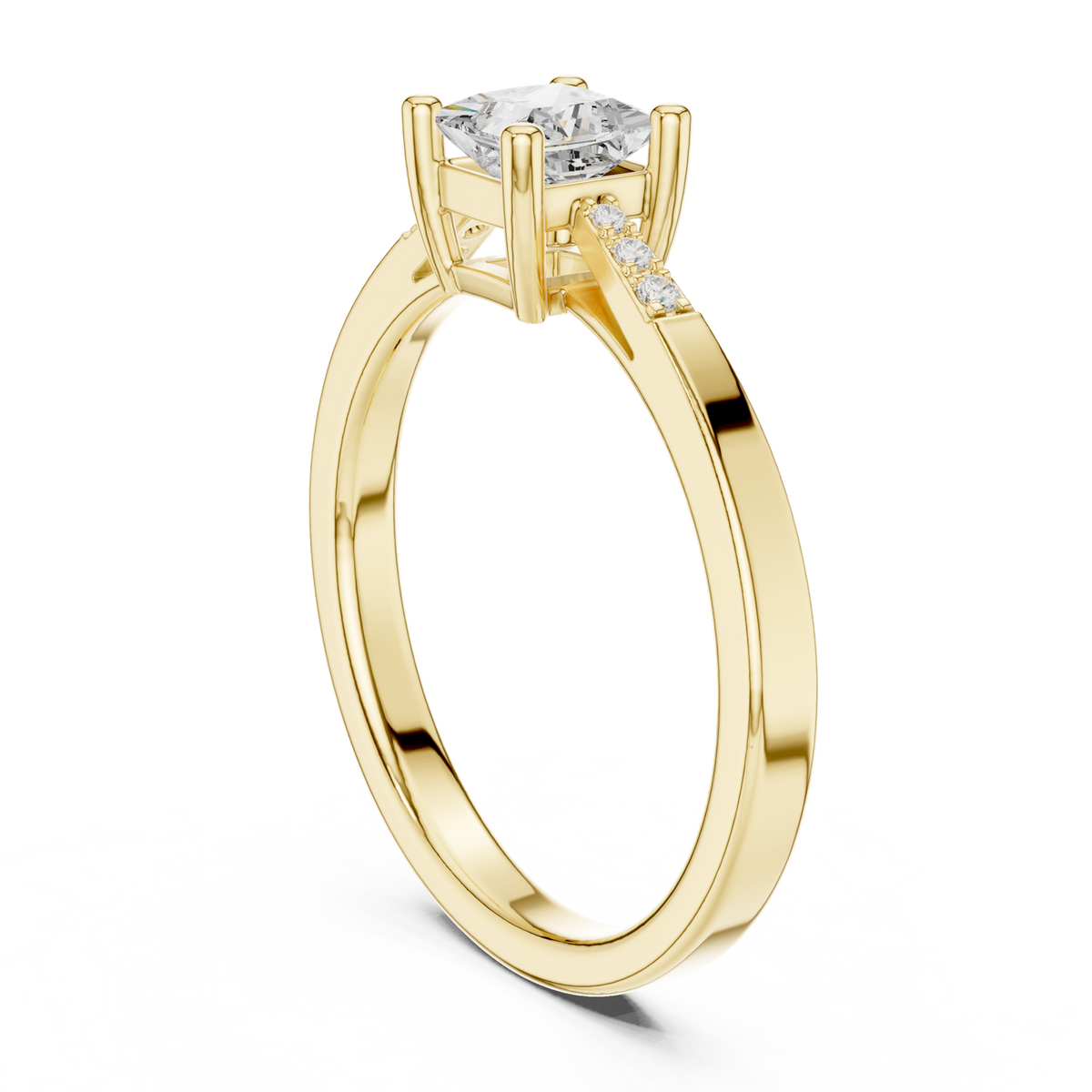 14K Solid Gold Lab Diamond Solitaire Ring, Yellow Gold, view 1