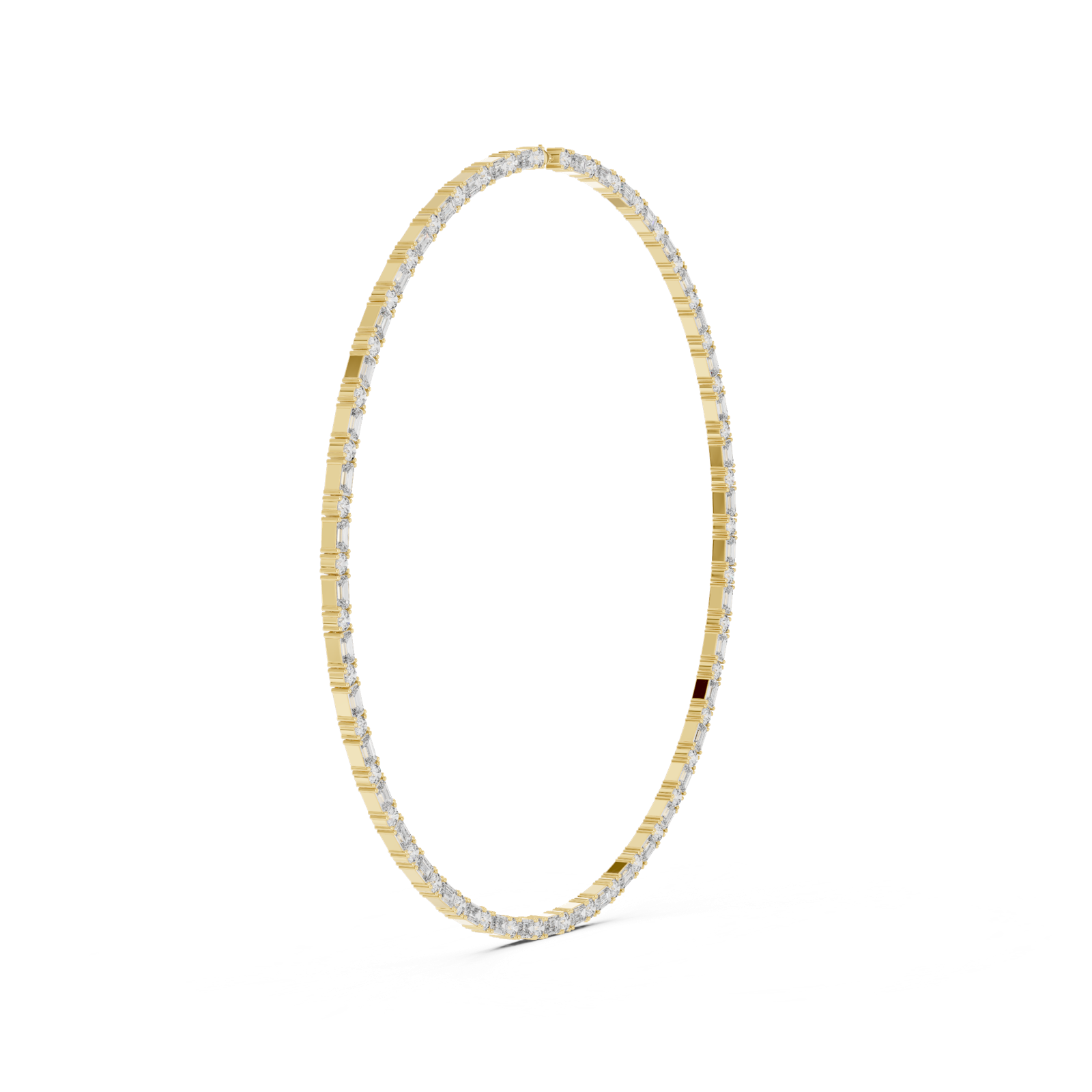 14K Solid Gold Lab Diamond Tennis Necklace, Yellow Gold, view 3