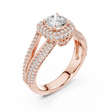 14K Solid Gold Lab Diamond Halo Ring, Rose Gold, view 2