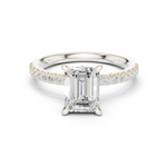 Gold Ring DDLR-256, Emerald center stone, White Gold