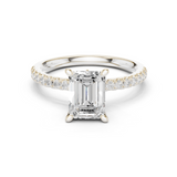 Gold Ring DDLR-256, Emerald center stone, White Gold