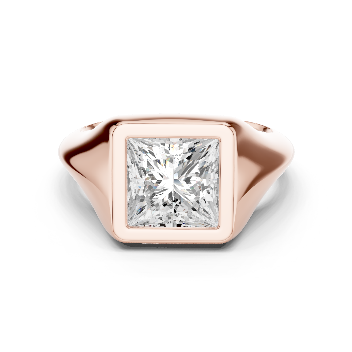 Gold Jewelry L36-4, Princess center stone, Rose Gold
