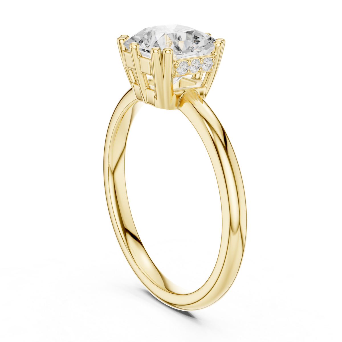 14K Solid Gold Lab Diamond Solitaire Ring, Yellow Gold, view 1