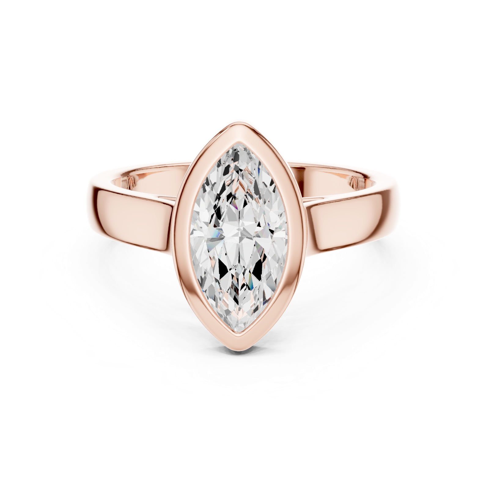 Gold Jewelry L36-3, Marquise center stone, Rose Gold, view 4