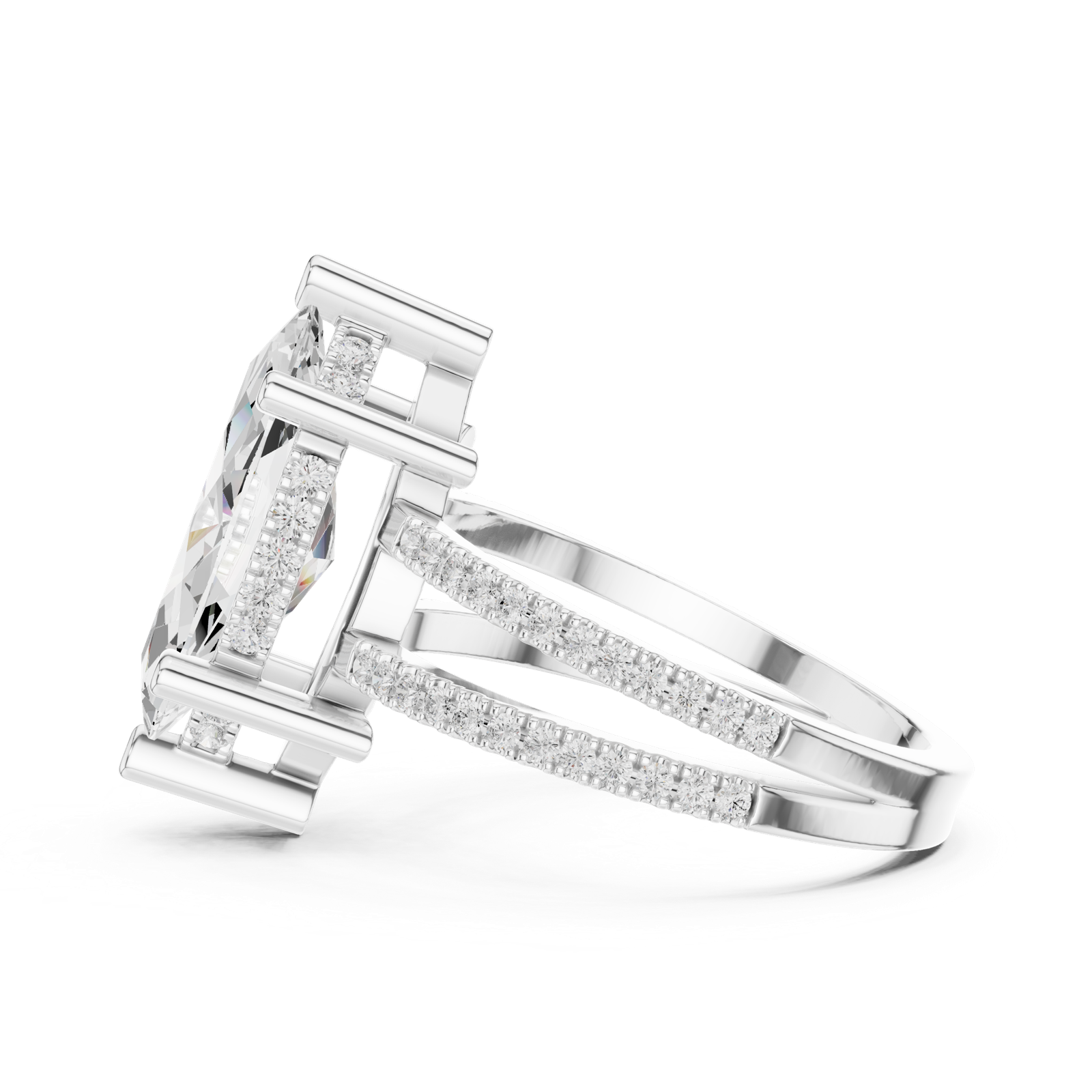 Gold Jewelry L36-13, Marquise center stone, White Gold, view 3