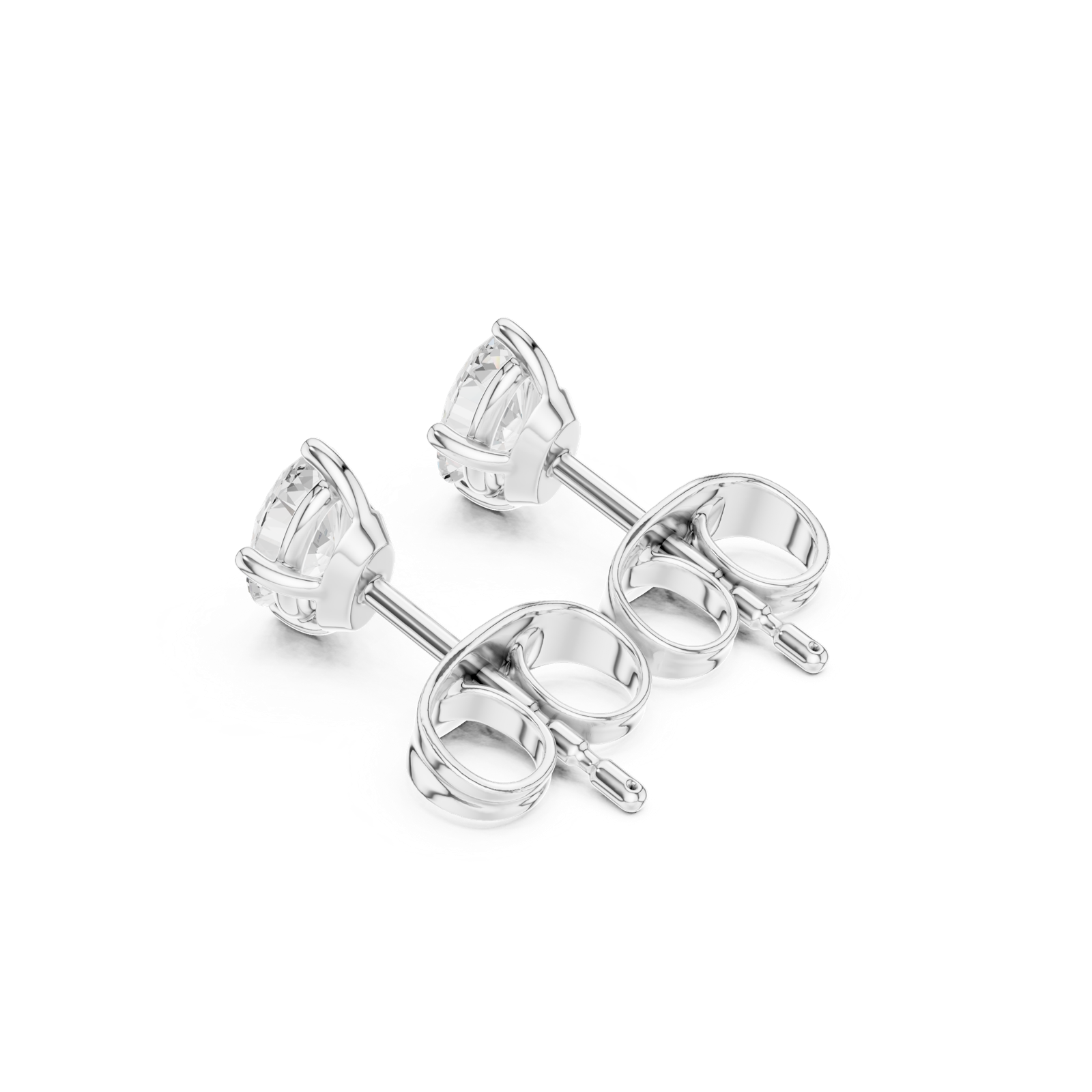 14K Solid Gold Lab Diamond Stud Earrings, White Gold, view 2