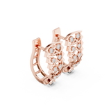 14K Solid Gold Lab Diamond Cluster Earrings, Rose Gold, view 1