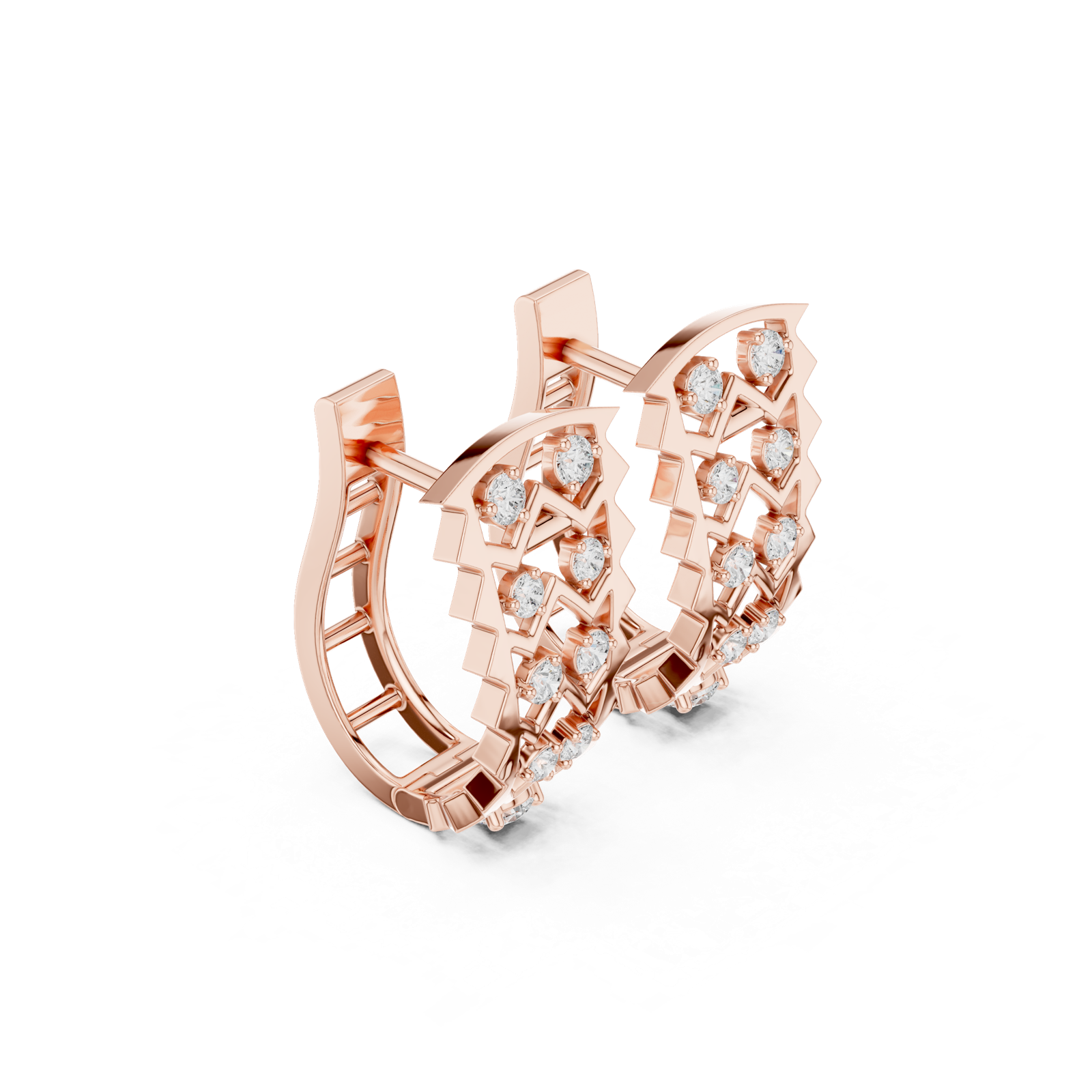 14K Solid Gold Lab Diamond Cluster Earrings, Rose Gold, view 1
