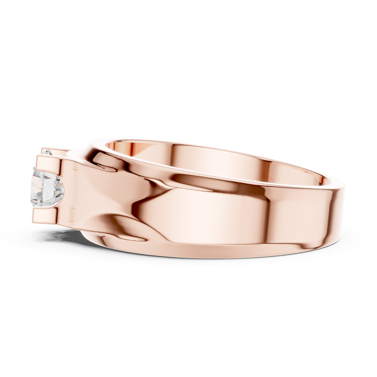 14K Solid Gold Lab Diamond Solitaire Ring, Rose Gold, view 3