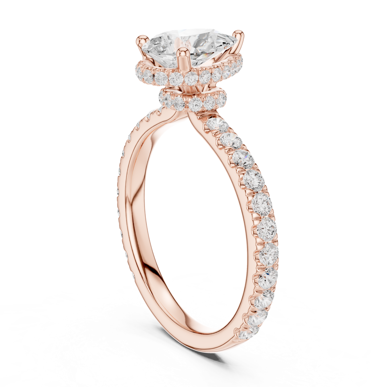 Gold Ring DDLR-165, Pear center stone, Rose Gold, view 1