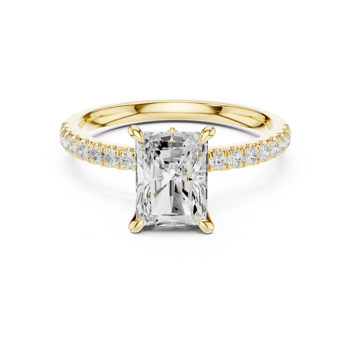 14K Solid Gold Lab Diamond Solitaire Ring, Yellow Gold