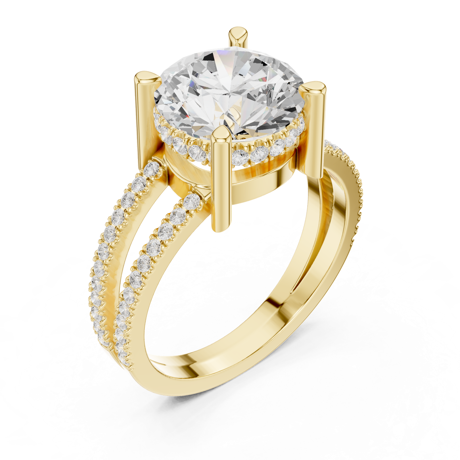 Gold Jewelry L36-13, Round center stone, Yellow Gold, view 2