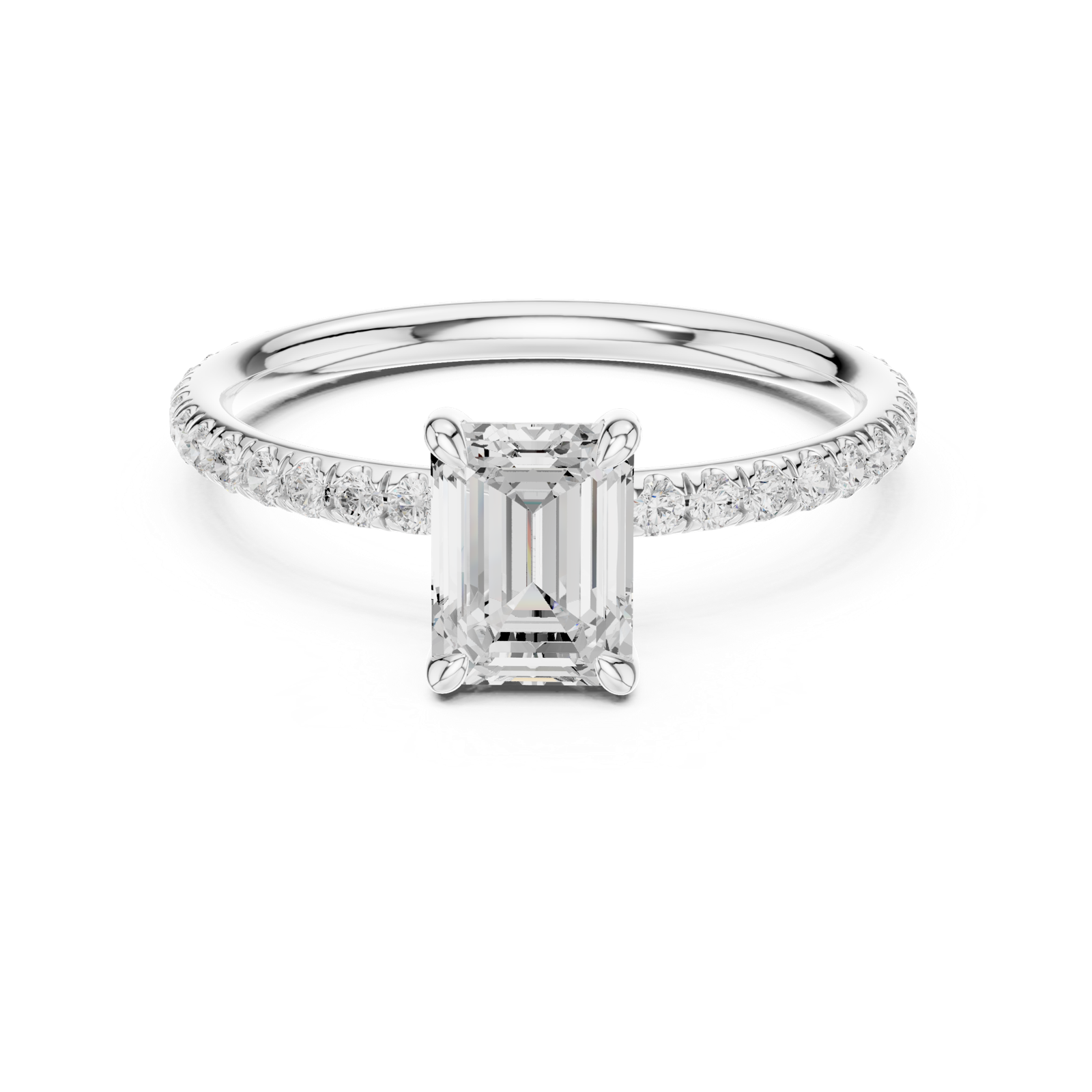 Gold Jewelry L36-15, Emerald center stone, White Gold, view 4