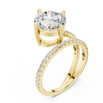 Gold Jewelry L35-39, Round center stone, Yellow Gold, view 2