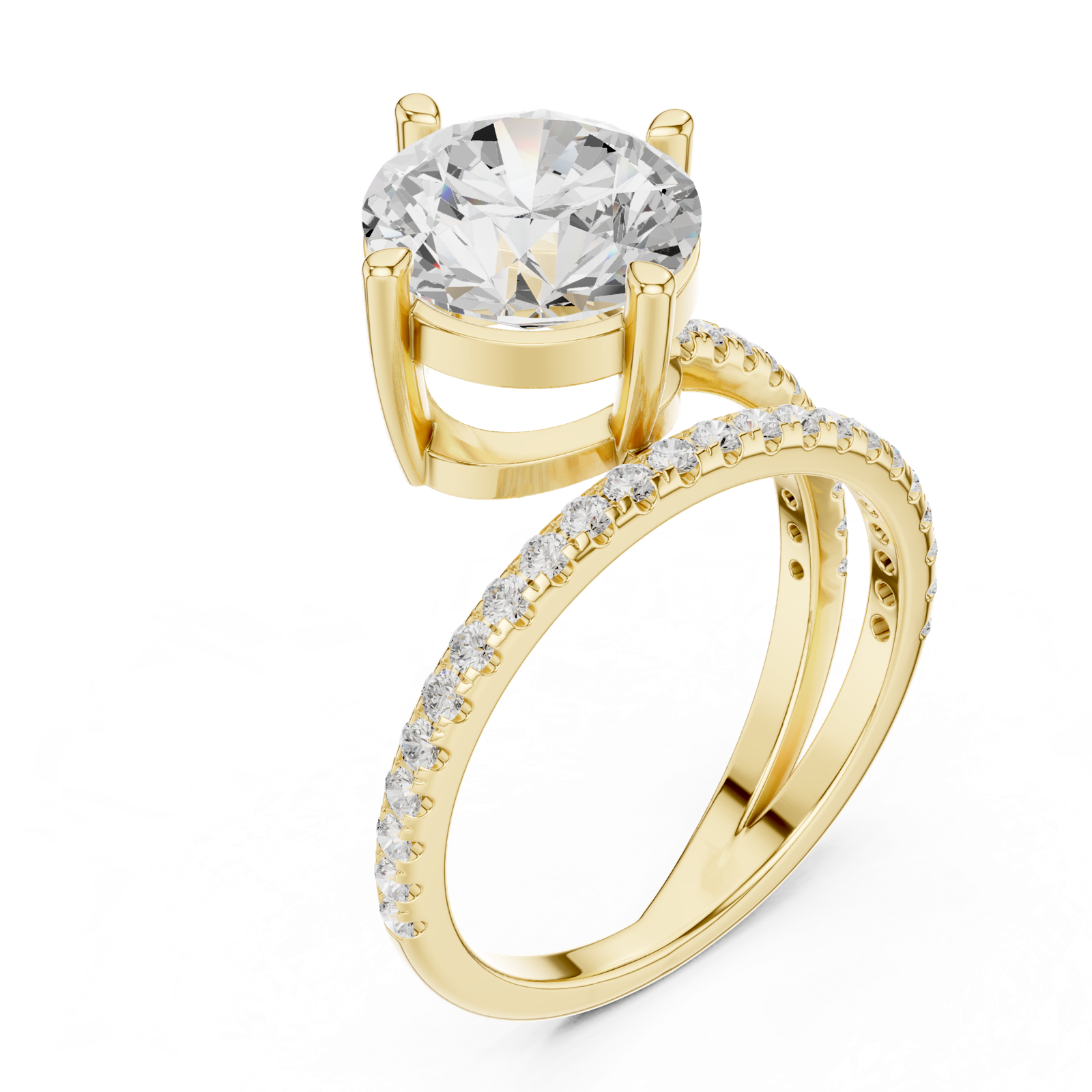 Gold Jewelry L35-39, Round center stone, Yellow Gold, view 2