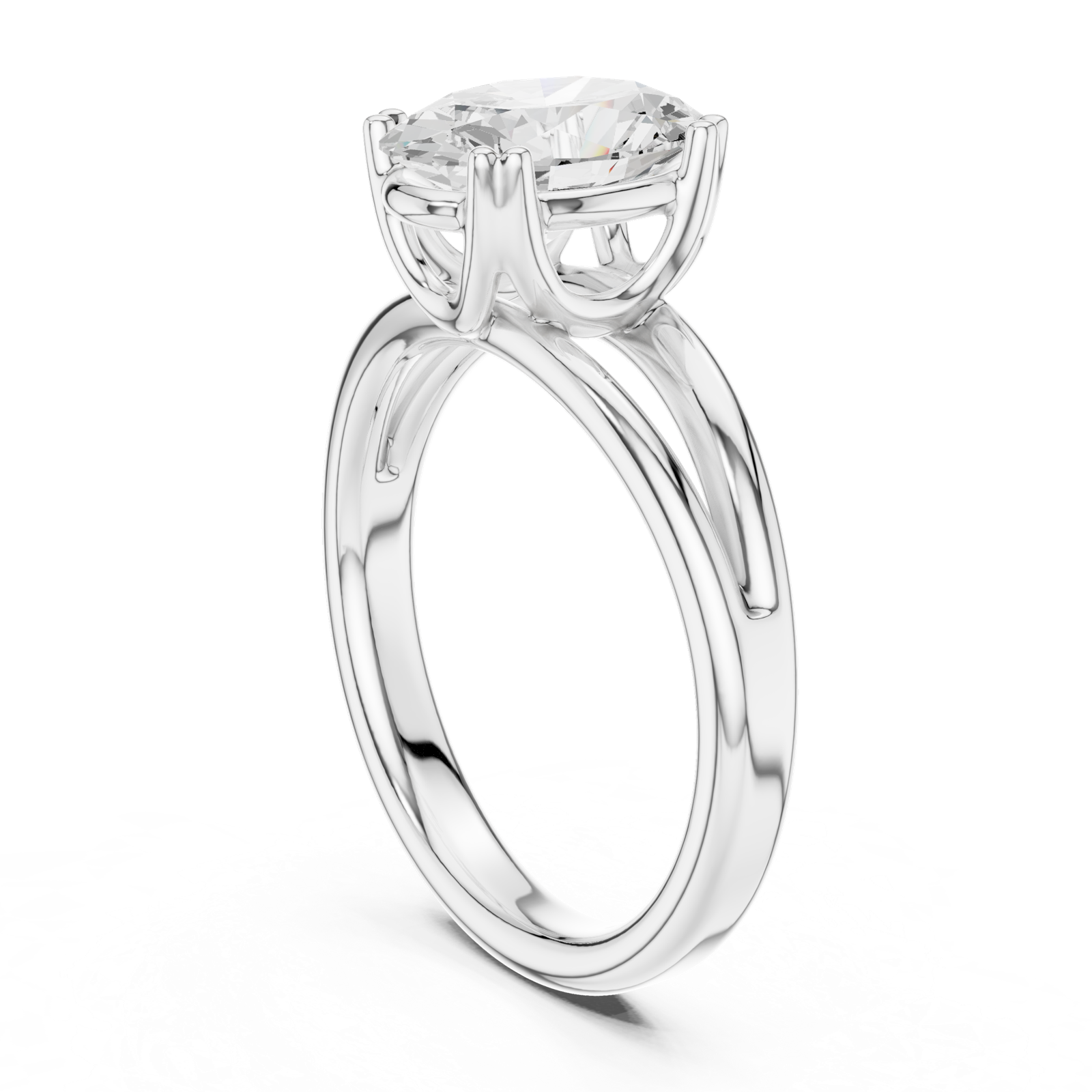 Gold Jewelry L36-7, Oval center stone, White Gold, view 1
