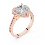Gold Ring DDLR-349, Heart center stone, Rose Gold, view 2