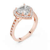 Gold Ring DDLR-349, Heart center stone, Rose Gold, view 2